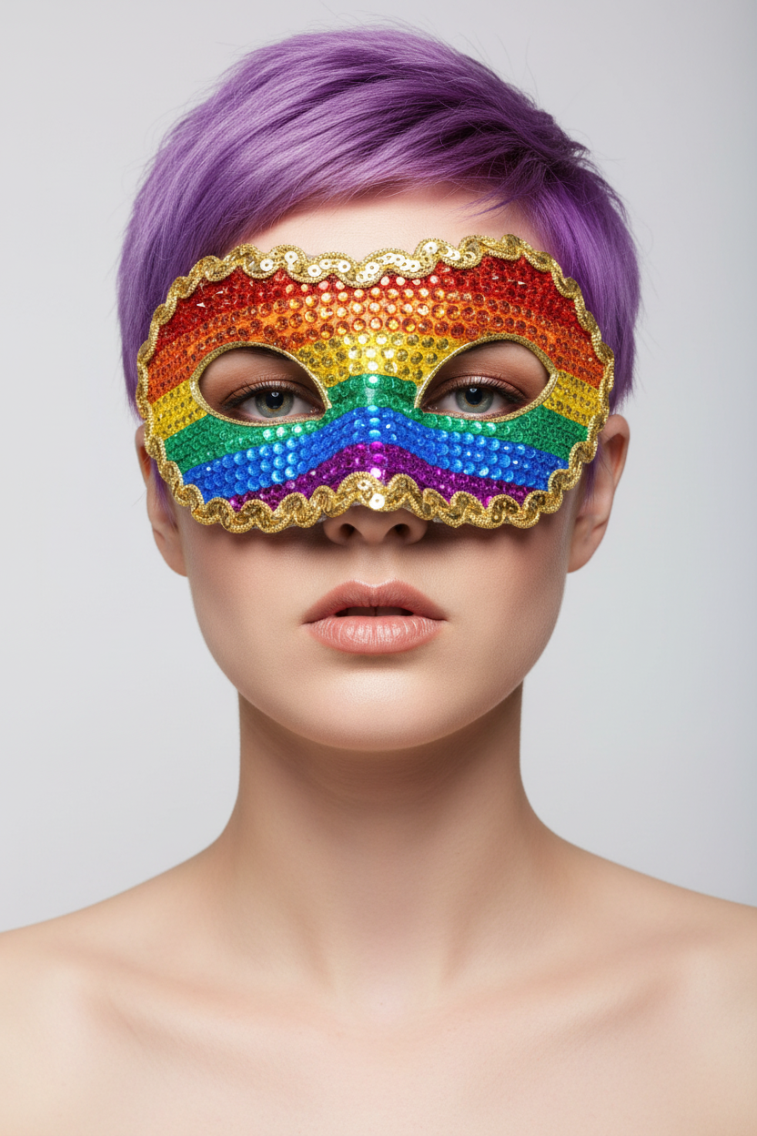 Rainbow Pride Mask - Low Angle Power Shot