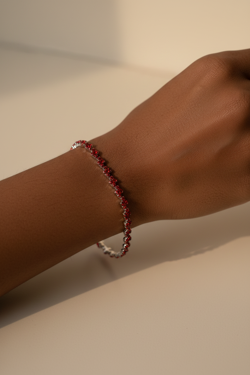 Red Bracelet on Brown Skin - No Clasp