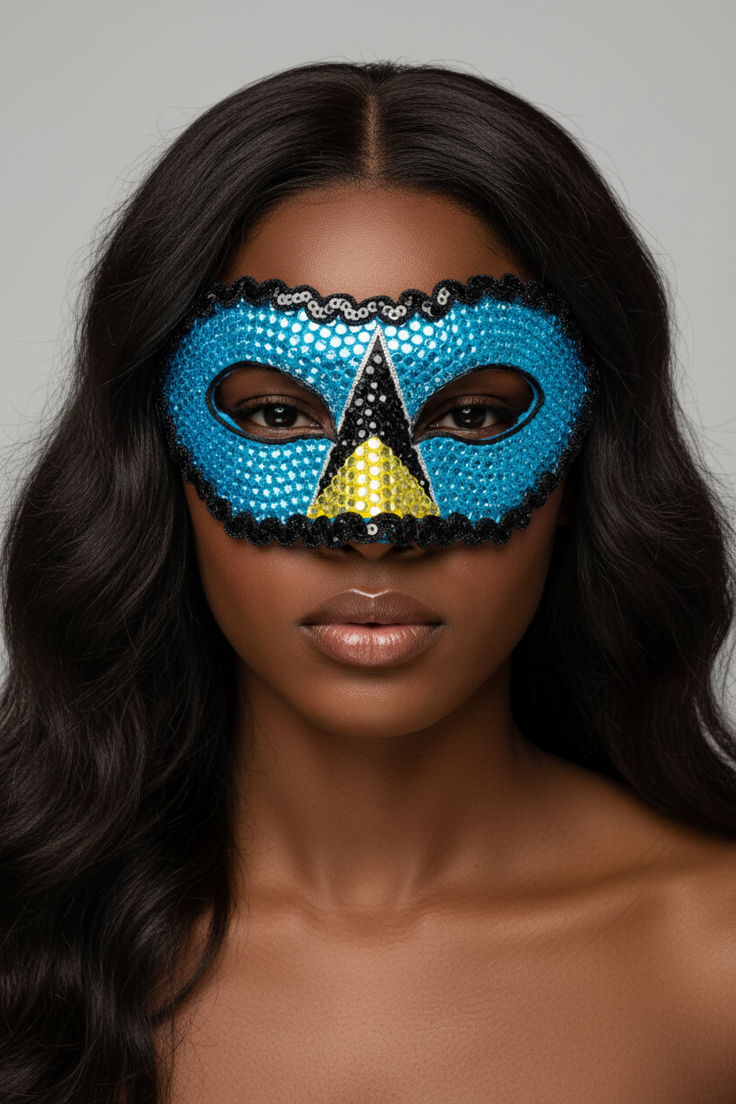 Saint Lucia Flag Mask - Saint Lucian Model