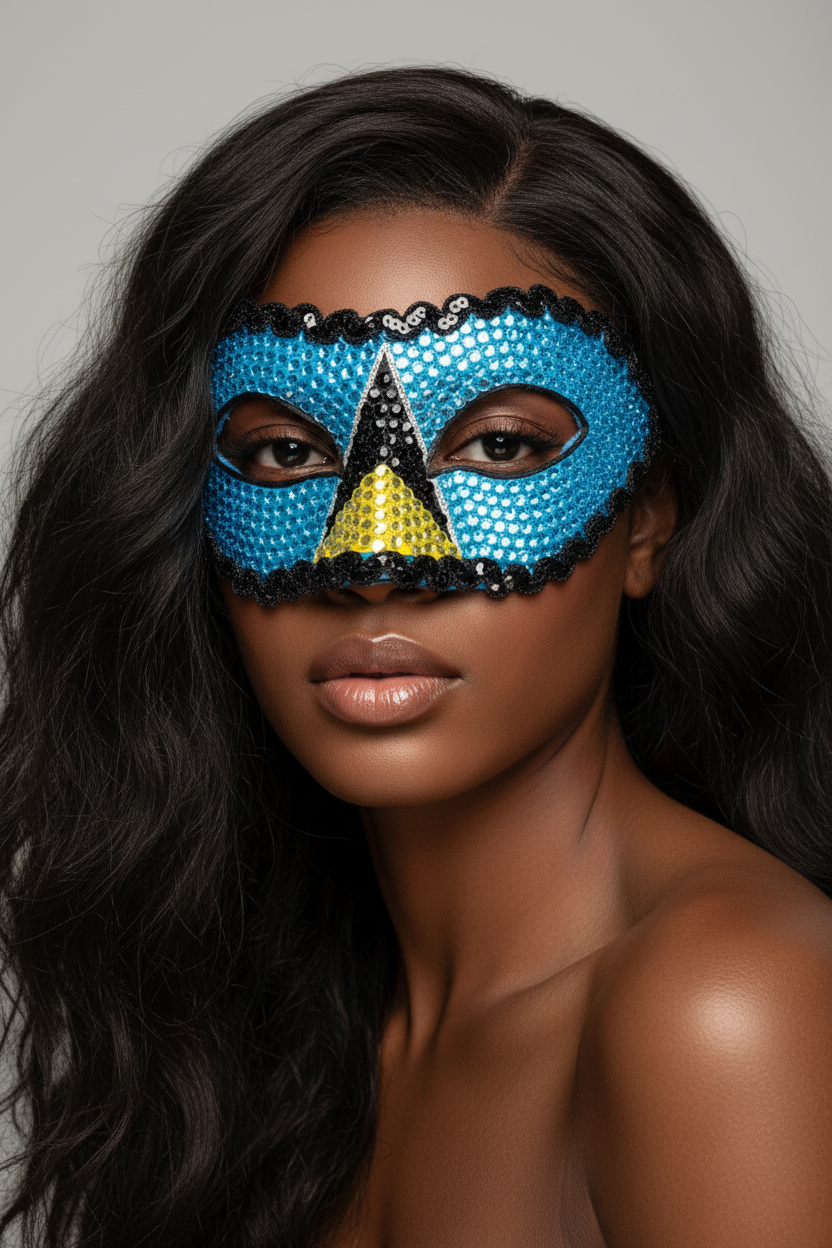 Saint Lucia Mask - Black Woman Low Angle Power Shot