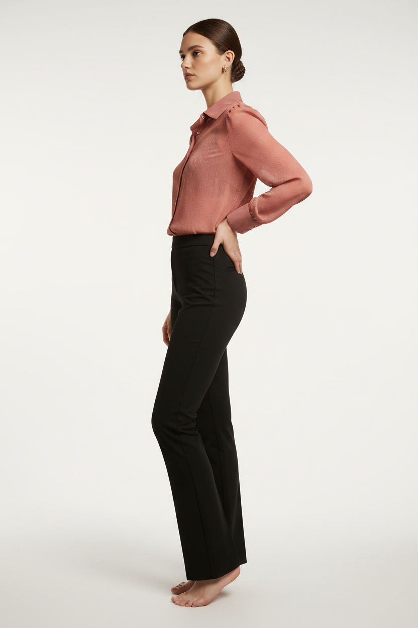 Side Profile - Sheer Pink Blouse