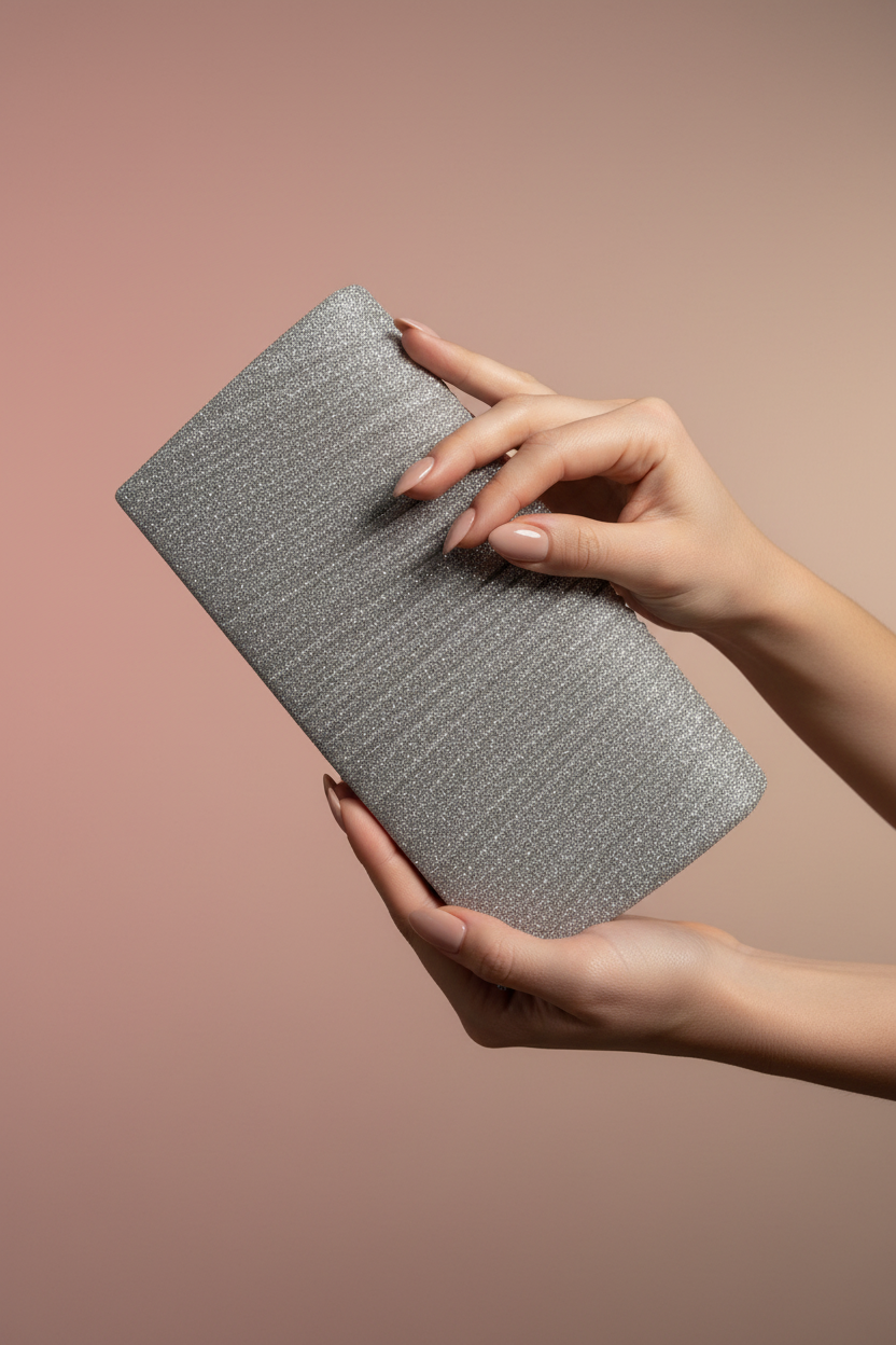 Silver Clutch - Blush Background