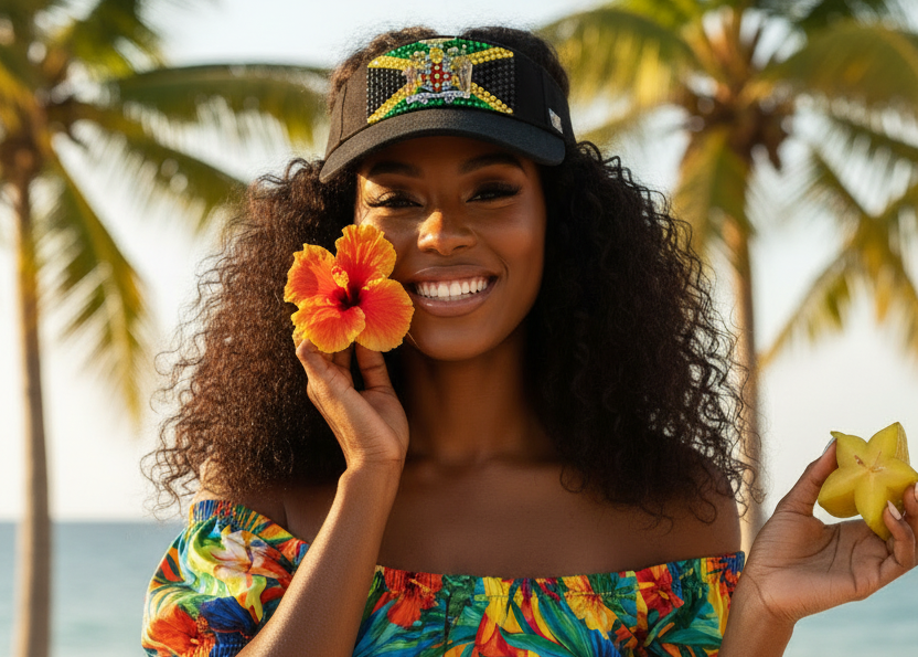 Super Cute Jamaican Flag Visor