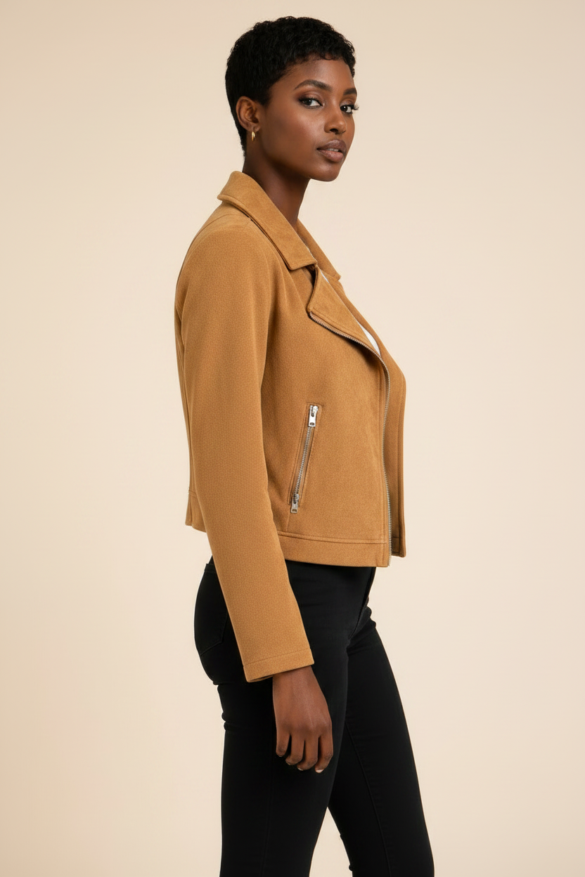 Tan Faux Jacket - Side Profile