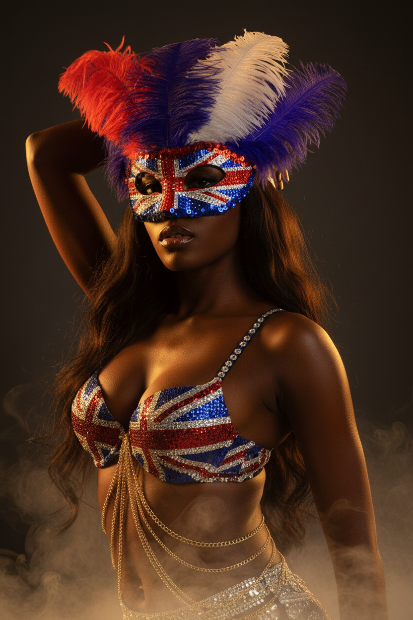 Union Jack Feather Mask — Cinematic Hero Shot