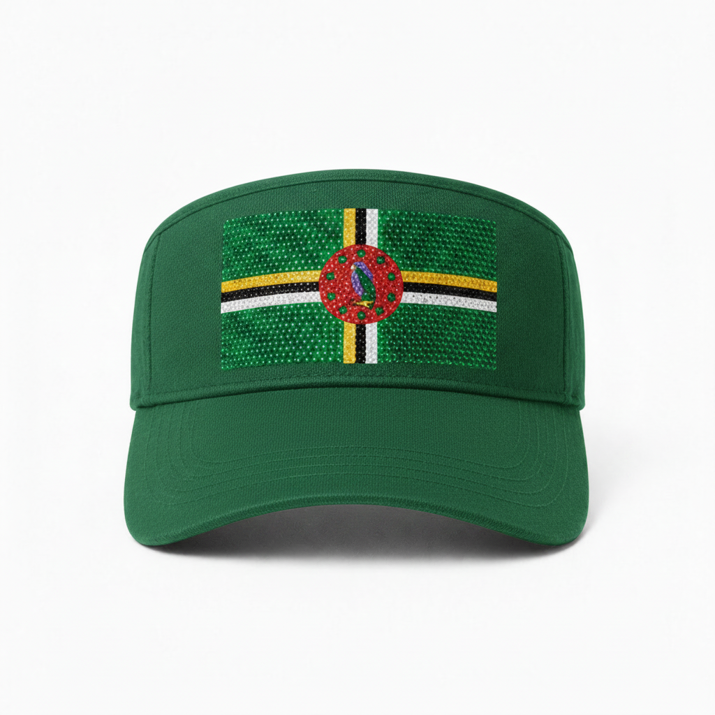 Dominica Flag Crystal Rhinestone Visor