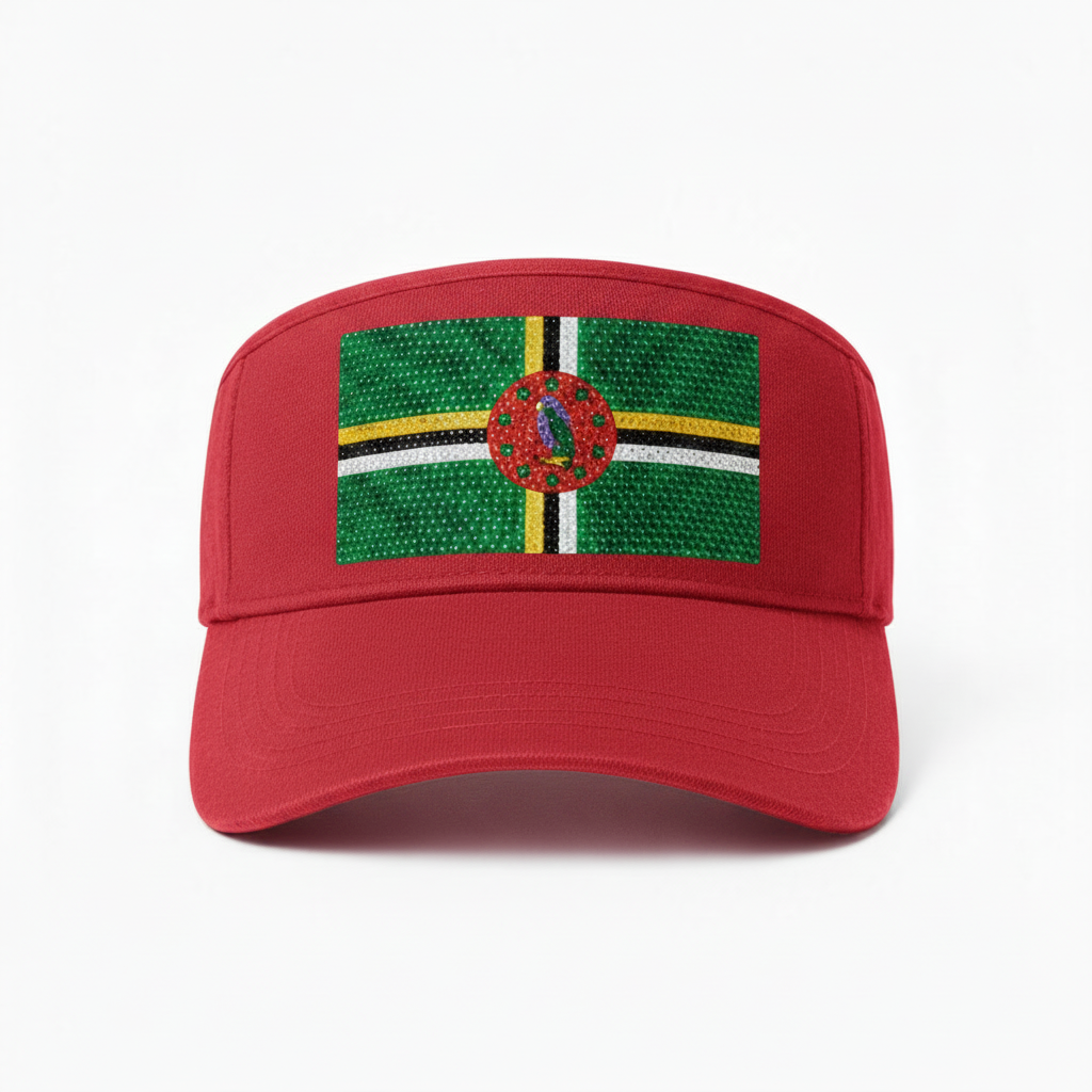 Dominica Flag Crystal Rhinestone Visor