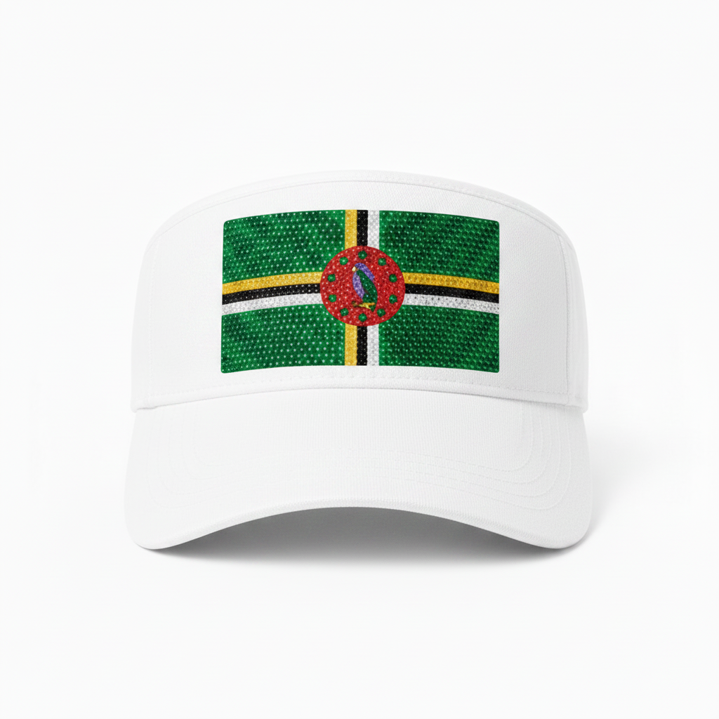 Dominica Flag Crystal Rhinestone Visor